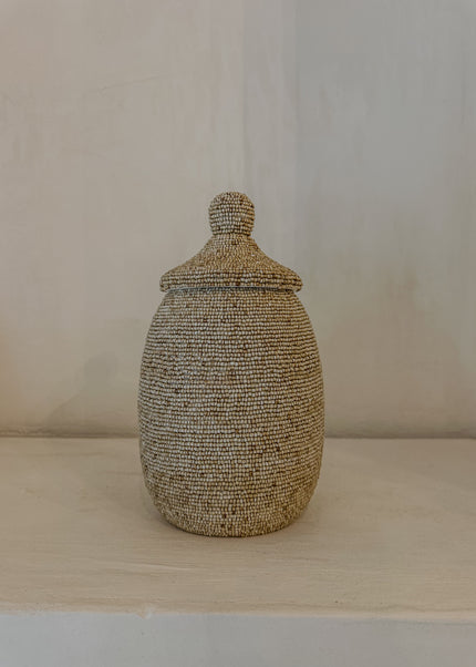 Java Pot – Beige Glaskralen (20 & 25 cm)