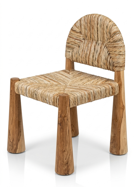 Teakholzstuhl mit natürlicher Sitzfläche