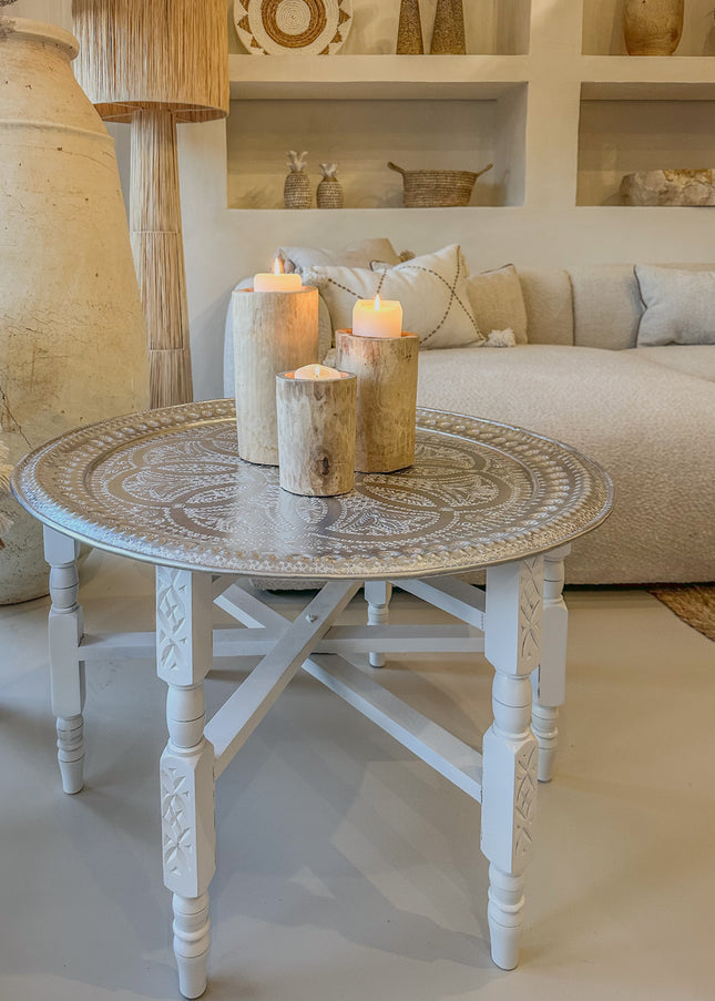 Houten Onderstel Marrakech Wit – voor Marokkaans Dienblad