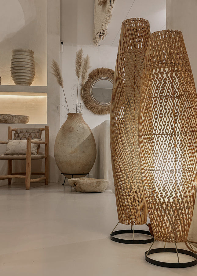 Rotan vloerlamp