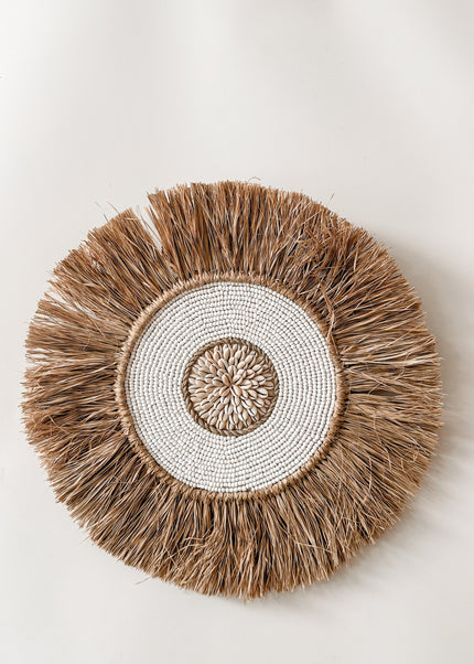 Wanddeco raffia & schelp