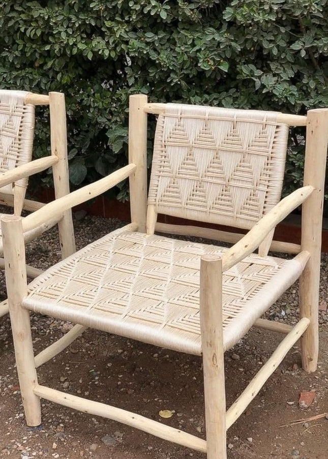 Houten lounge stoel | Touw