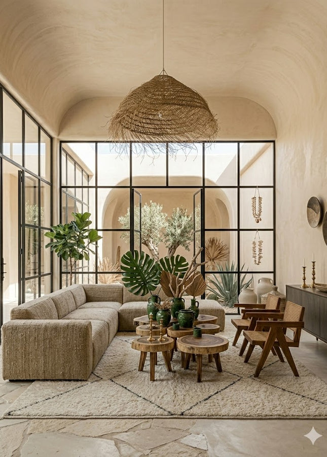 Marokkaanse Hanglamp Atlas – Handgevlochten Zeegras - 70cm