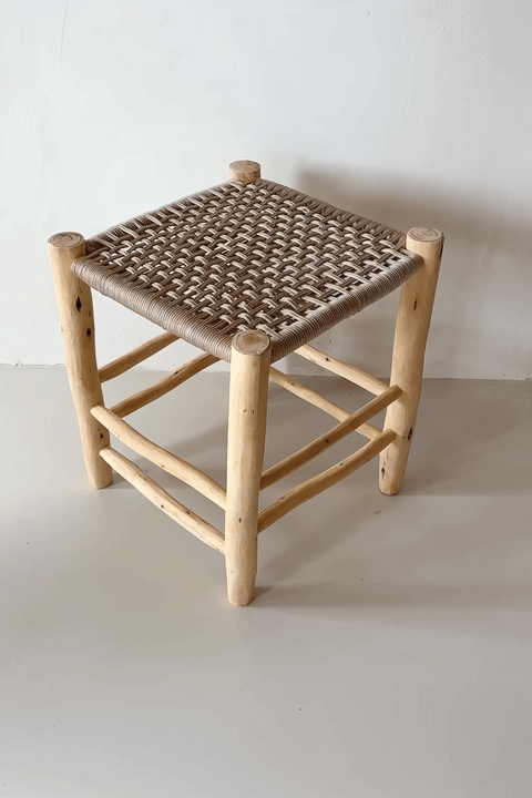 Kruk Eucalyptushout & Geweven Zitting